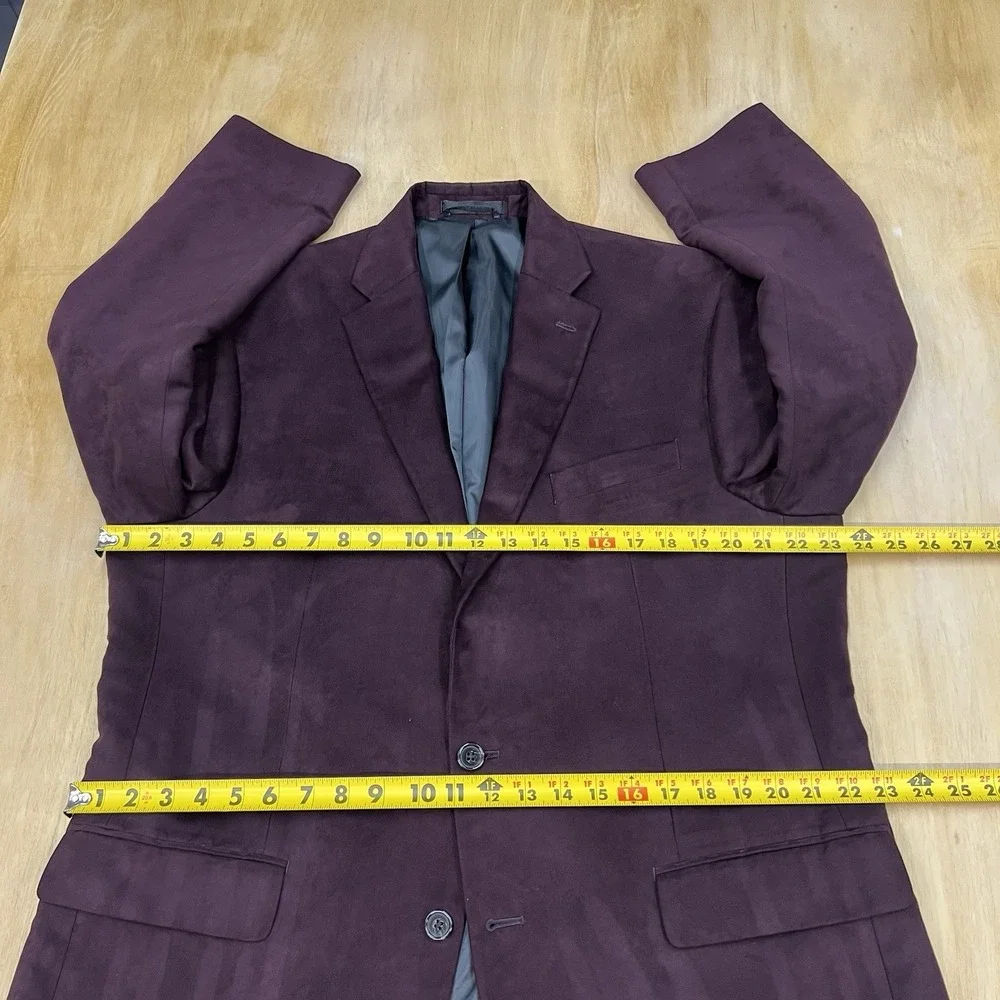 Lauren Ralph Lauren Sueded Blazer Sport Coat Mens 44L Long Polyester Burgundy